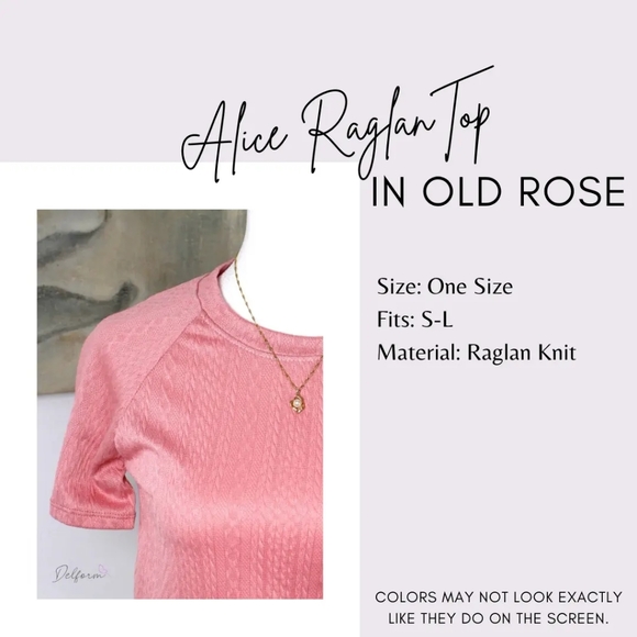 RAGLAN TOP IN OLD ROSE - Picture 2 of 2
